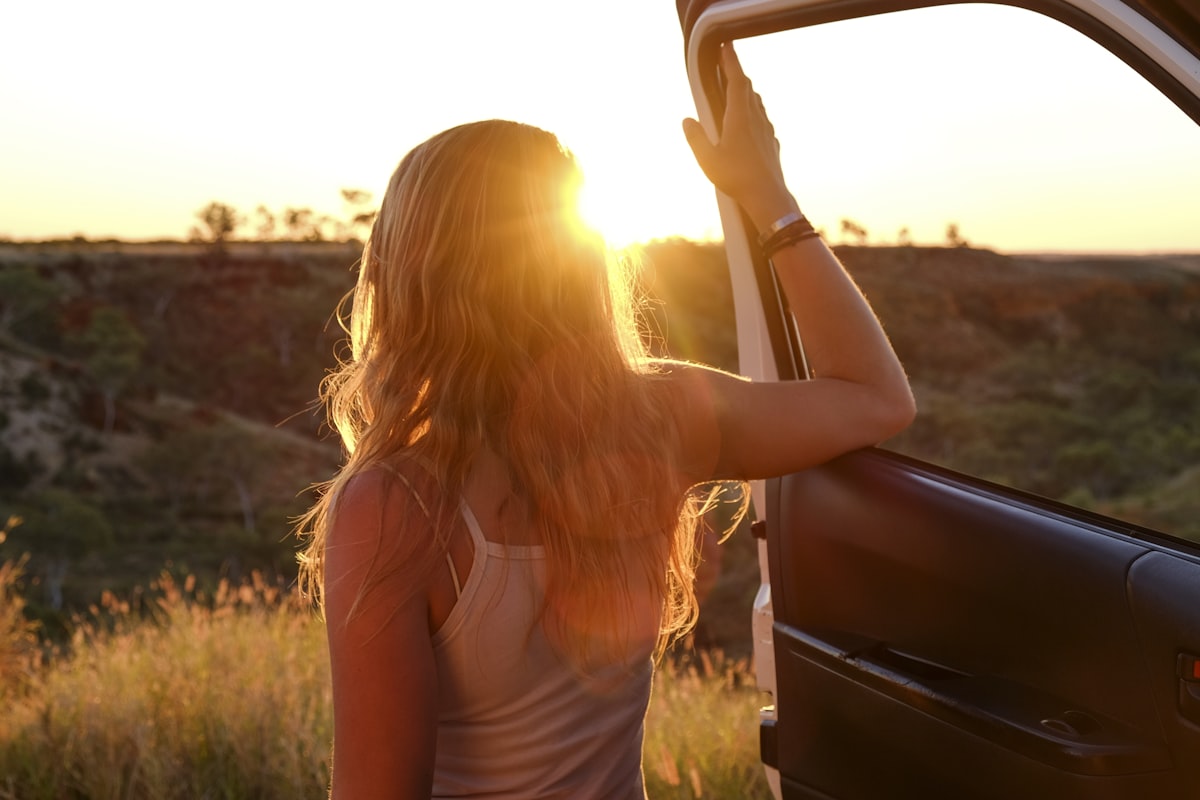 Motorhome rental with sunset. A good choice.