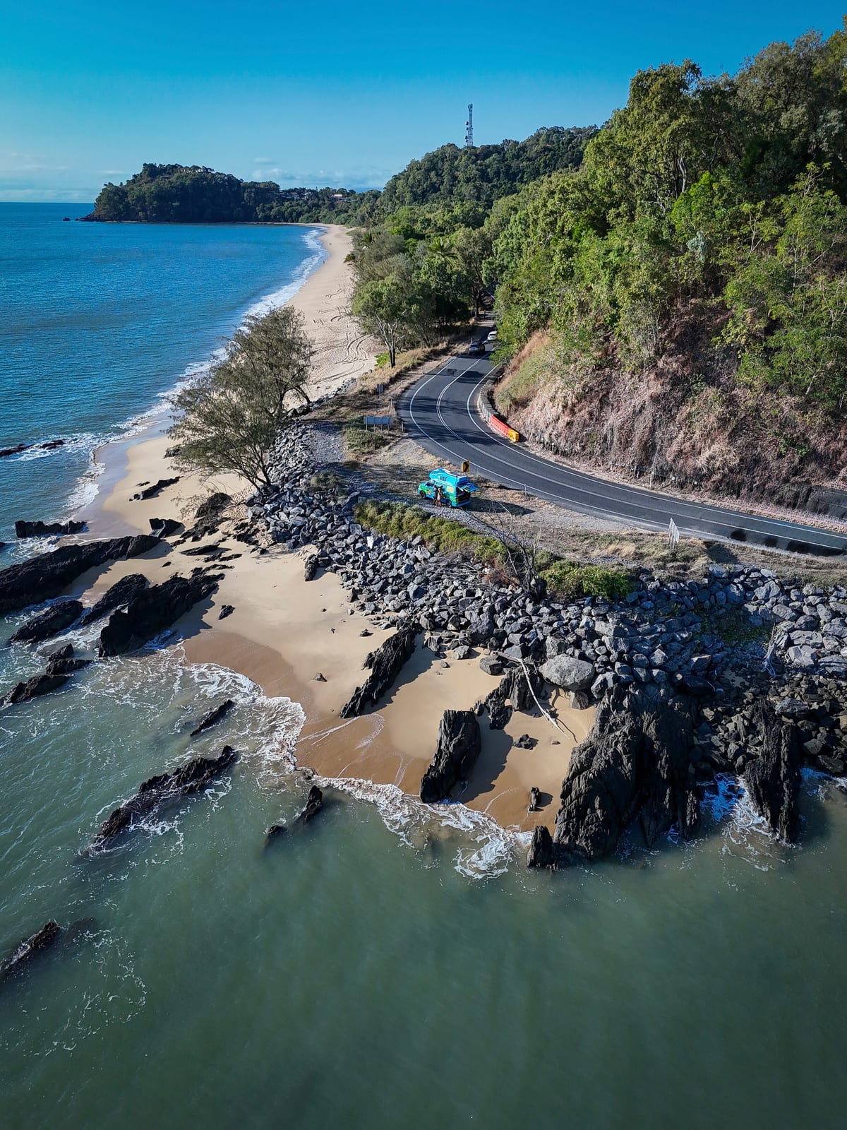 Wicked Mystery Machine Hi-Top on a coastal road near Cairns